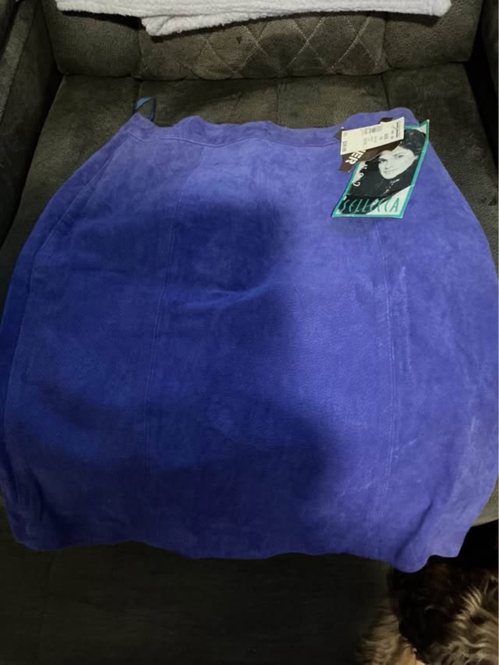 1980's Purple Suede Leather Skirt By Connie Sellecca NEW with TAGS New Old Stock